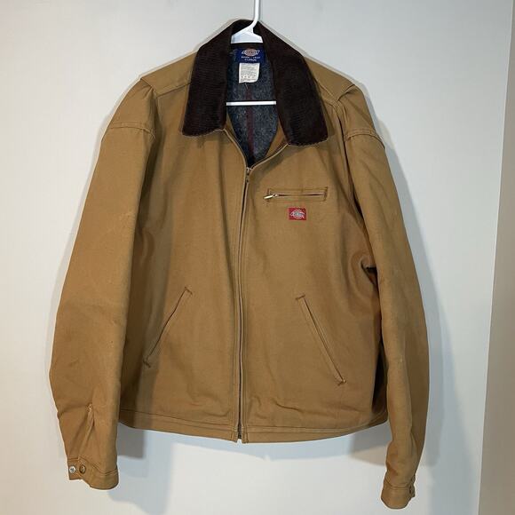 Vintage Men's Dickies Detroit Work Jacket Blanket Lined Tan Sz XL Workwear FLAW - Picture 1 of 10
